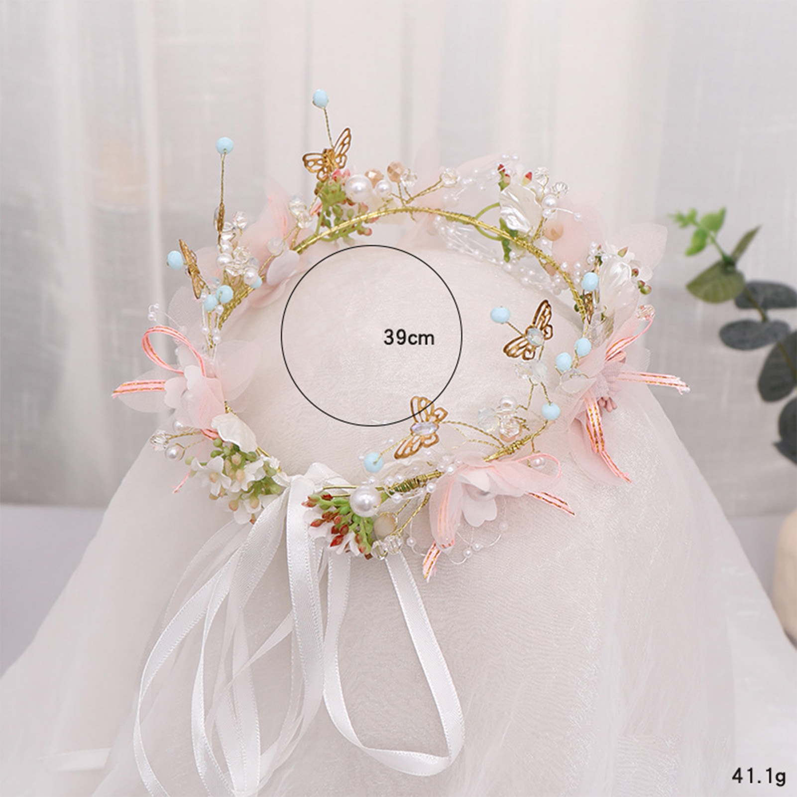 Serre-tête floral pour femmes et filles, couronne de fleurs papillon pour mariée, accessoires de cheveux, guirlande de printemps, coiffe de mariage