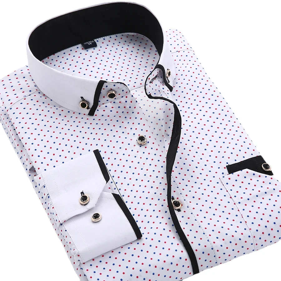 Qualité grande taille 5XL hommes robe chemise nouveauté à manches longues coupe ajustée col boutonné imprimé affaires sociales chemises pour hommes