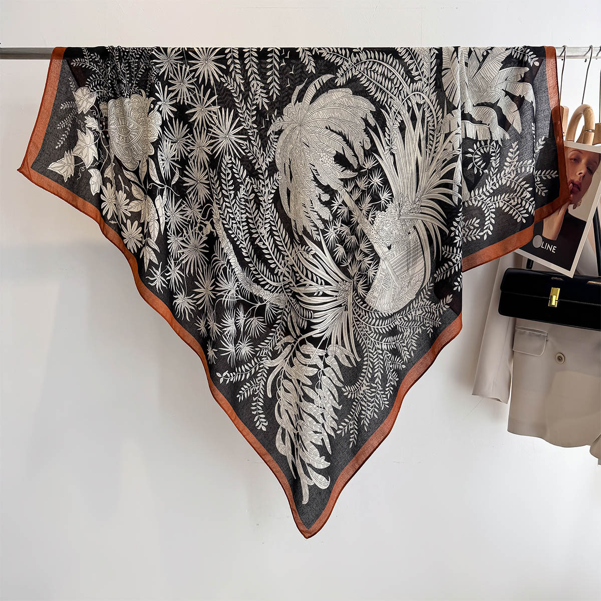 Grand châle de plage 125x125cm pour femmes, écharpe carrée imprimée de luxe pour le printemps, foulards respirants, bandanas, hijab élégant
