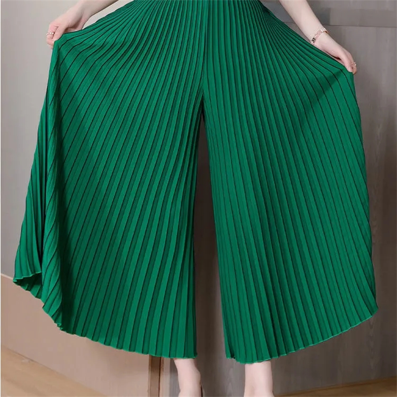 Pantalon à jambes larges pour femmes, ample, Version coréenne, loisirs, plissé, élégant, droit, printemps été, 2025