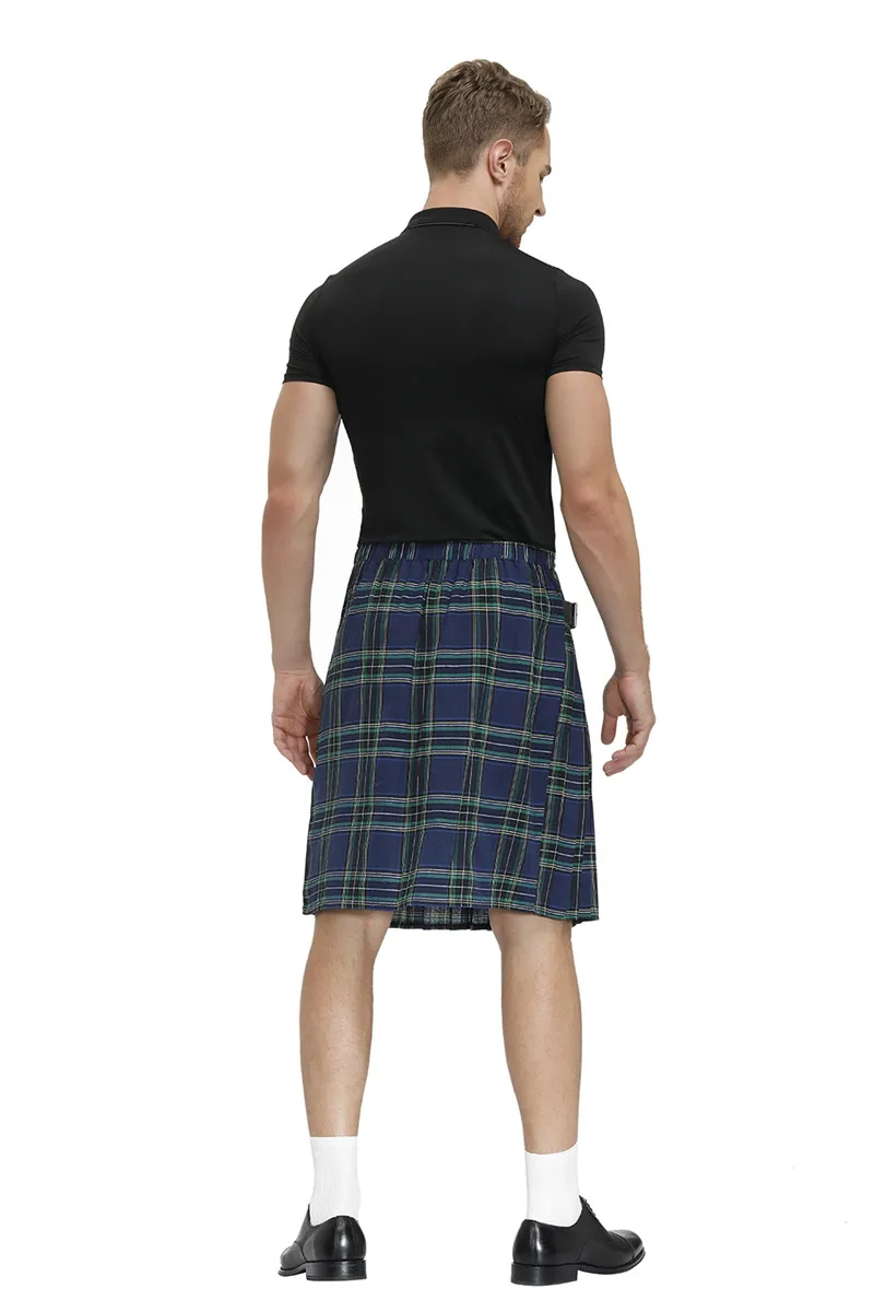 Kilt traditionnel écossais pour hommes avec ceinture bilatérale Kilt masculin plissé en tartan des Highlands