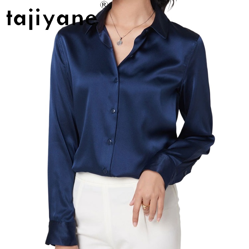 TAJIYANE 93% chemisier en soie de mûrier élégant tenue de bureau femme chemise 16 couleurs à manches longues été hauts 2025 femmes vêtements Блузка
