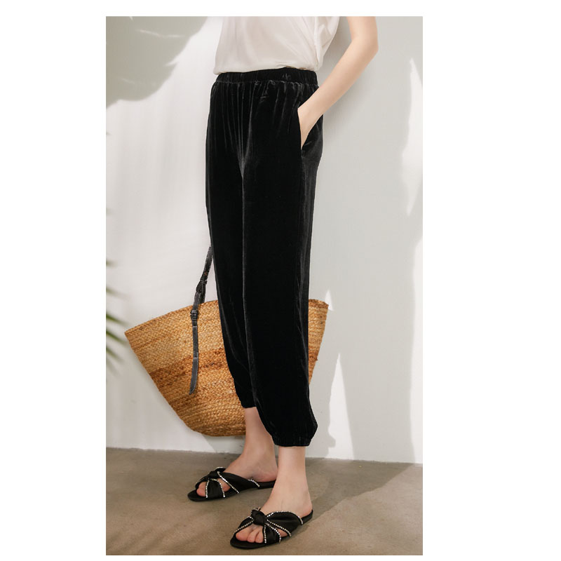 Mulberry-Pantalon en velours pour femme, neuf points, confortable, cool, fouet, jogging, sport, léger, luxe, vêtements pour femmes, printemps, été