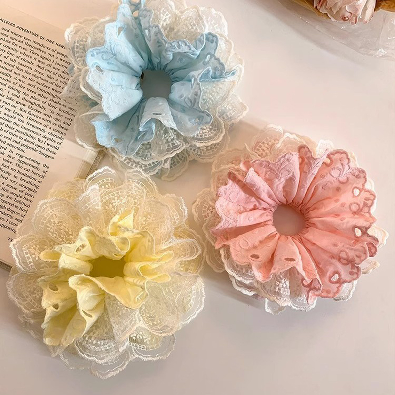 Chouchous pour cheveux femme, style coréen, en dentelle bleue, mignons, doux, Kawaii, accessoires de mode polyvalents, accessoires capillaires de haute qualité