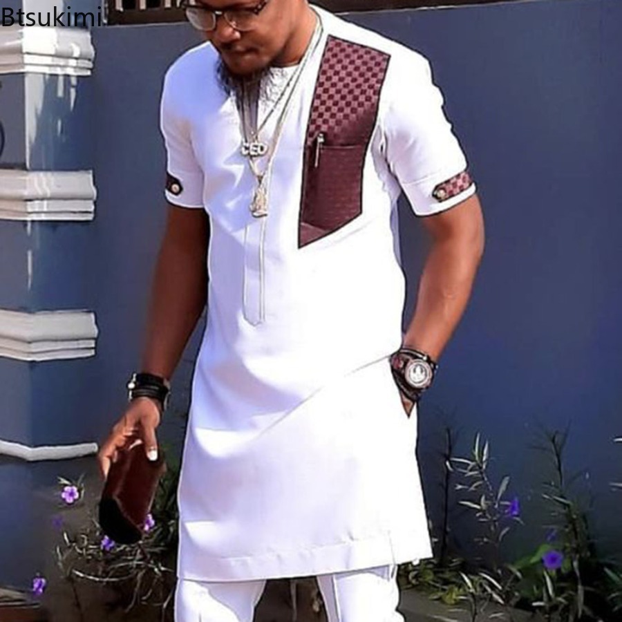 Hauts musulmans pour hommes, Style ethnique, manches longues, col montant, chemises décontractées, Slim, ourlet irrégulier, chemisiers pour hommes, maroc, dubaï, 2026