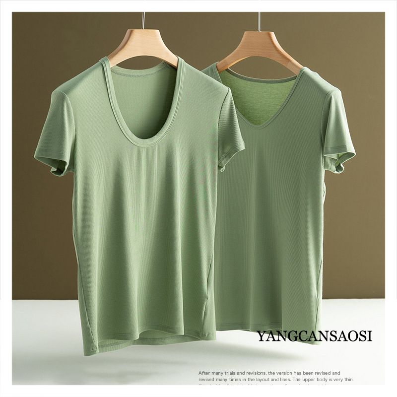 2025 haut tendance pour femmes printemps/été nouveau ajustement Sexy soie glace respirant solide ample à manches courtes T-shirt vêtements pour les femmes