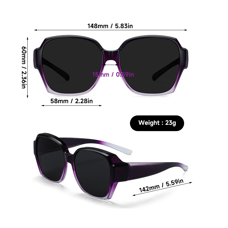 Lunettes de soleil polarisées compatibles avec les lunettes de vue, protection UV pour hommes et femmes, pour affiner le visage rond, idéales pour la conduite