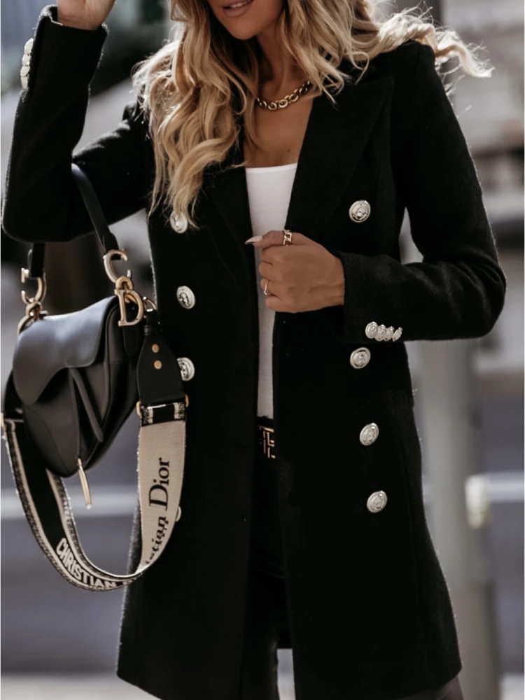 Manteau en laine décontracté pour femmes, manches longues, Streetwear, mode coréenne, vestes à boutons, col rabattu, nouveaux manteaux d'automne et d'hiver 2023