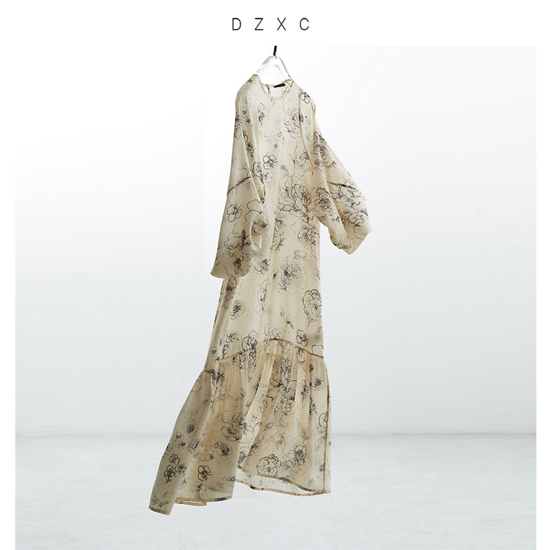 Jupe en soie~Robe en soie de mûrier, jupe longue à motif floral, vêtements d'été pour femmes