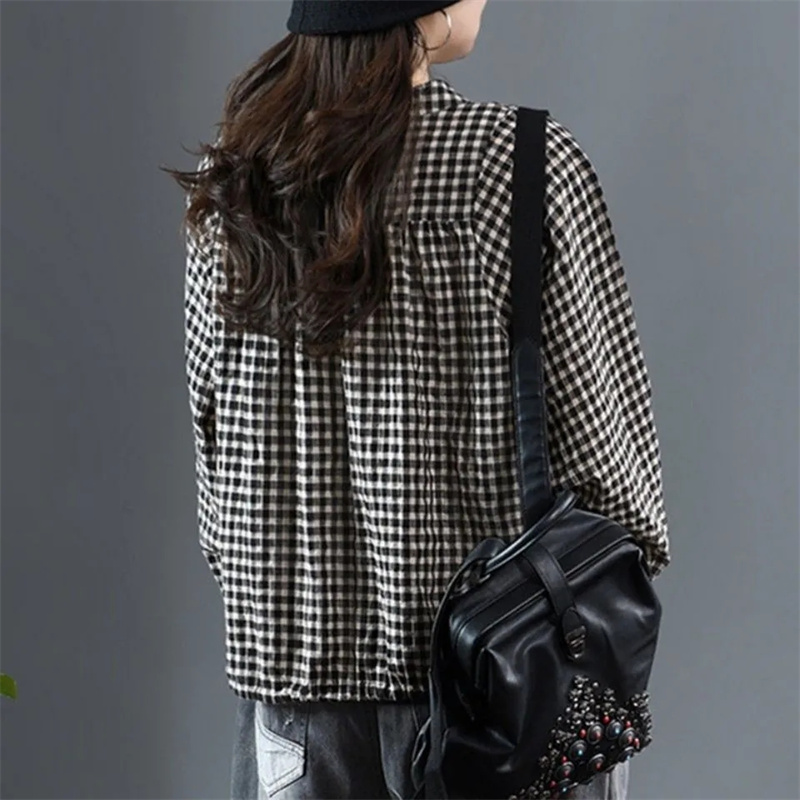 Dames mode coton lin chemises vêtements d'extérieur rétro femmes haut de gamme blouse décontractée veste printemps automne femme manches longues hauts manteau