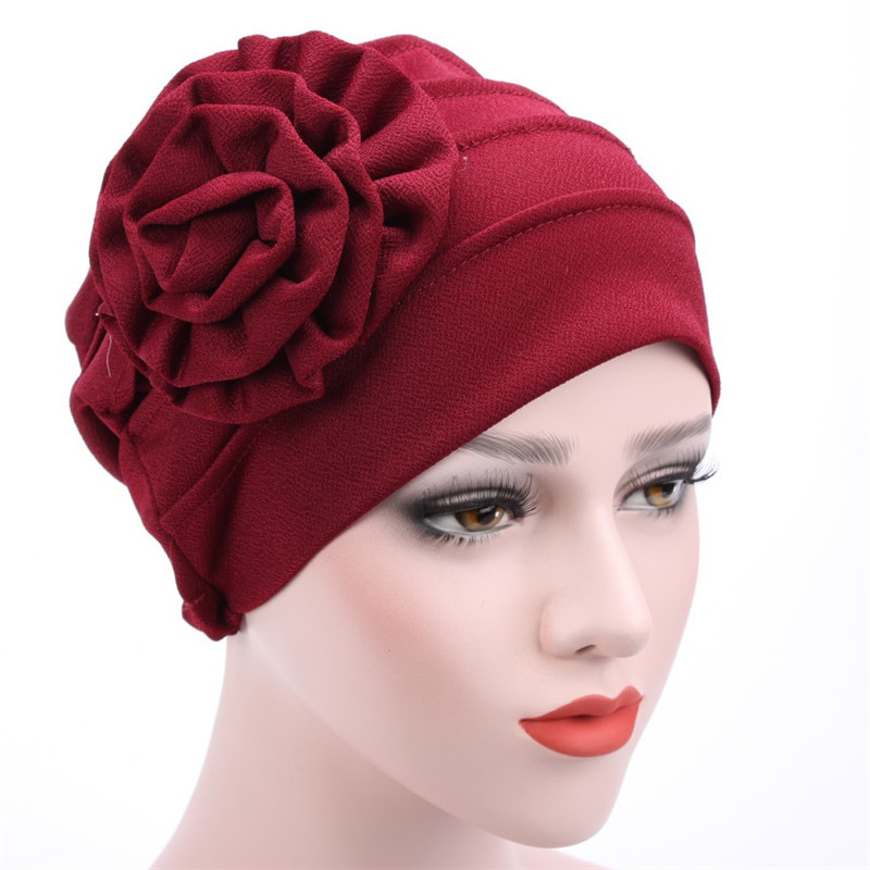 Élégant brillant Turban casquette femmes musulman Hijab islamique Jersey chimio casquette grande fleur foulard dames tête enveloppement couverture Hijab écharpe