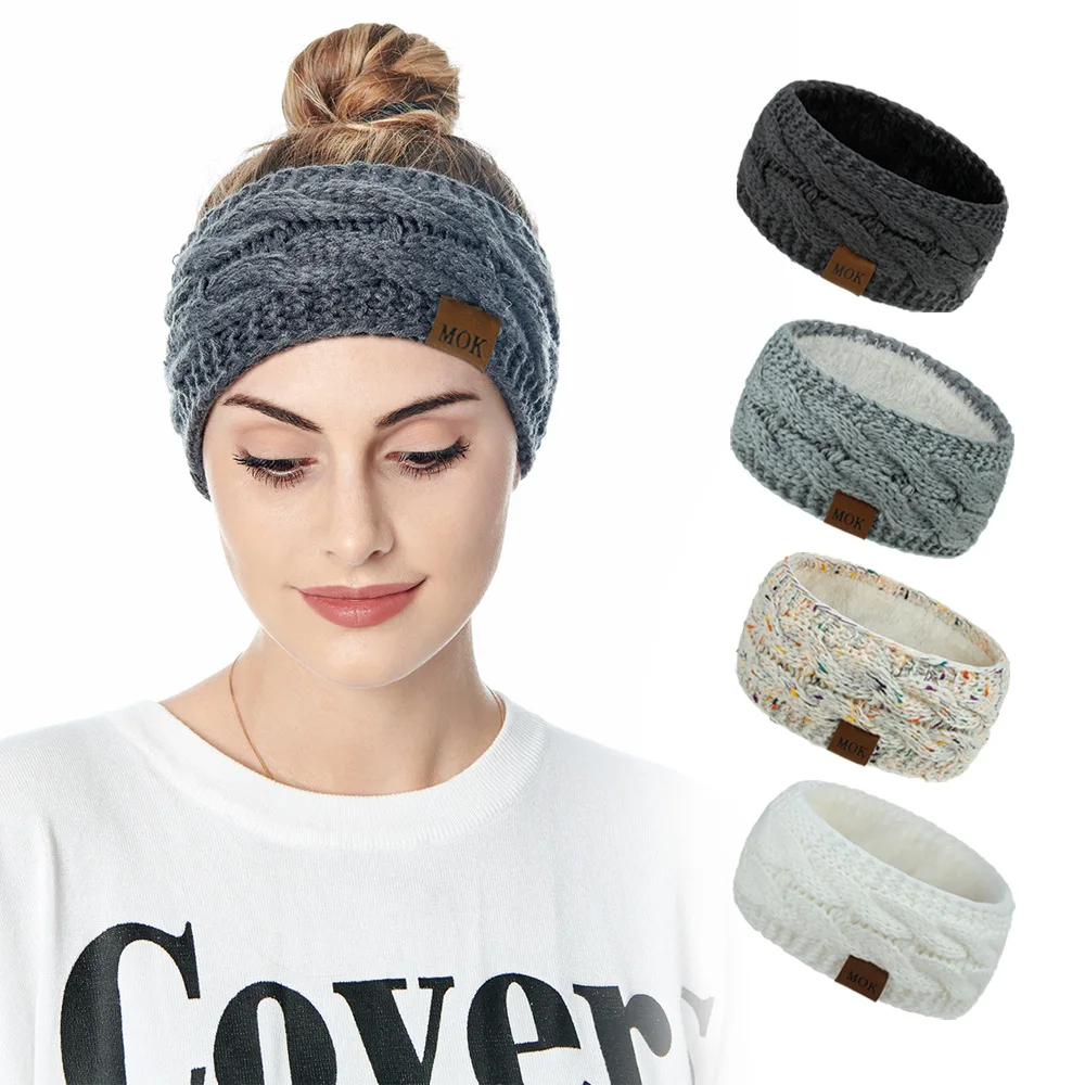 Plus récent large tricot laine bandeau hiver chaud oreille femmes épaissir Turban cheveux accessoires fille bandeau chapeaux oreille plus chaud