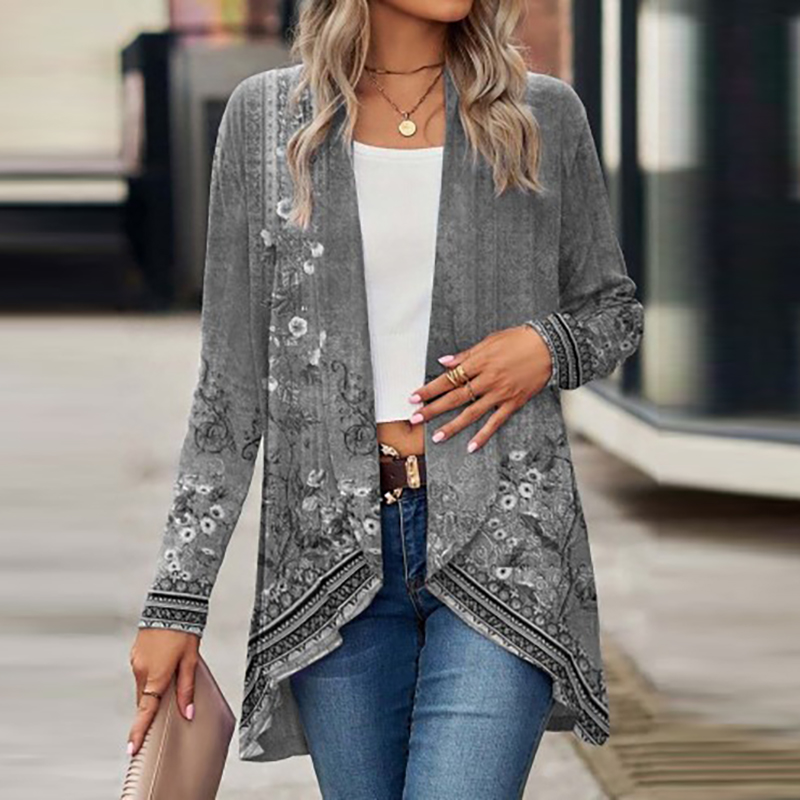 Nouveau Cardigan pour femmes manteaux mode décontracté col rabattu Vintage imprimé vestes pour femmes décontracté mince hauts