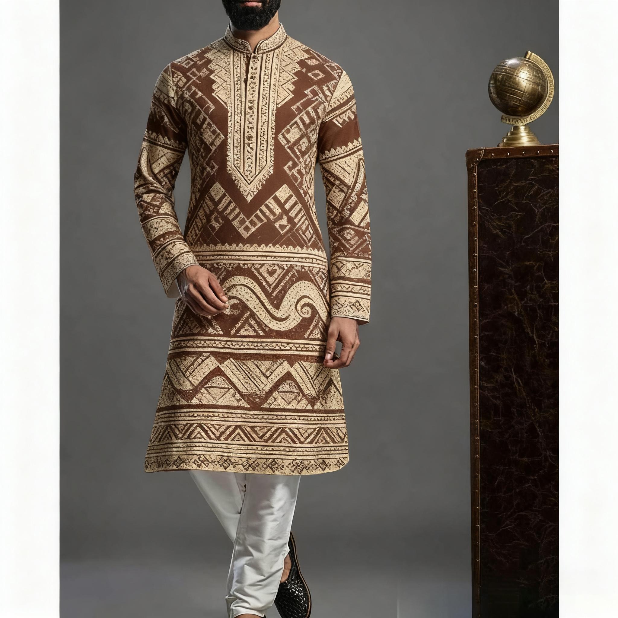 Chemises musulmanes pour hommes, col en Patchwork, manches longues, Vintage, vêtements islamiques, arabes, décontractés, 2026 ﻿