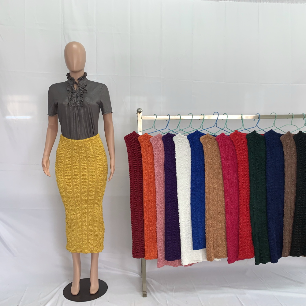 Nouvelle Collection Printemps-Été 2026 – Jupes Crayon Longues en Maille pour Femme, Taille Haute, Couleurs Pastel, Style Musulman, Grande Taille, Décontractées 202048 #