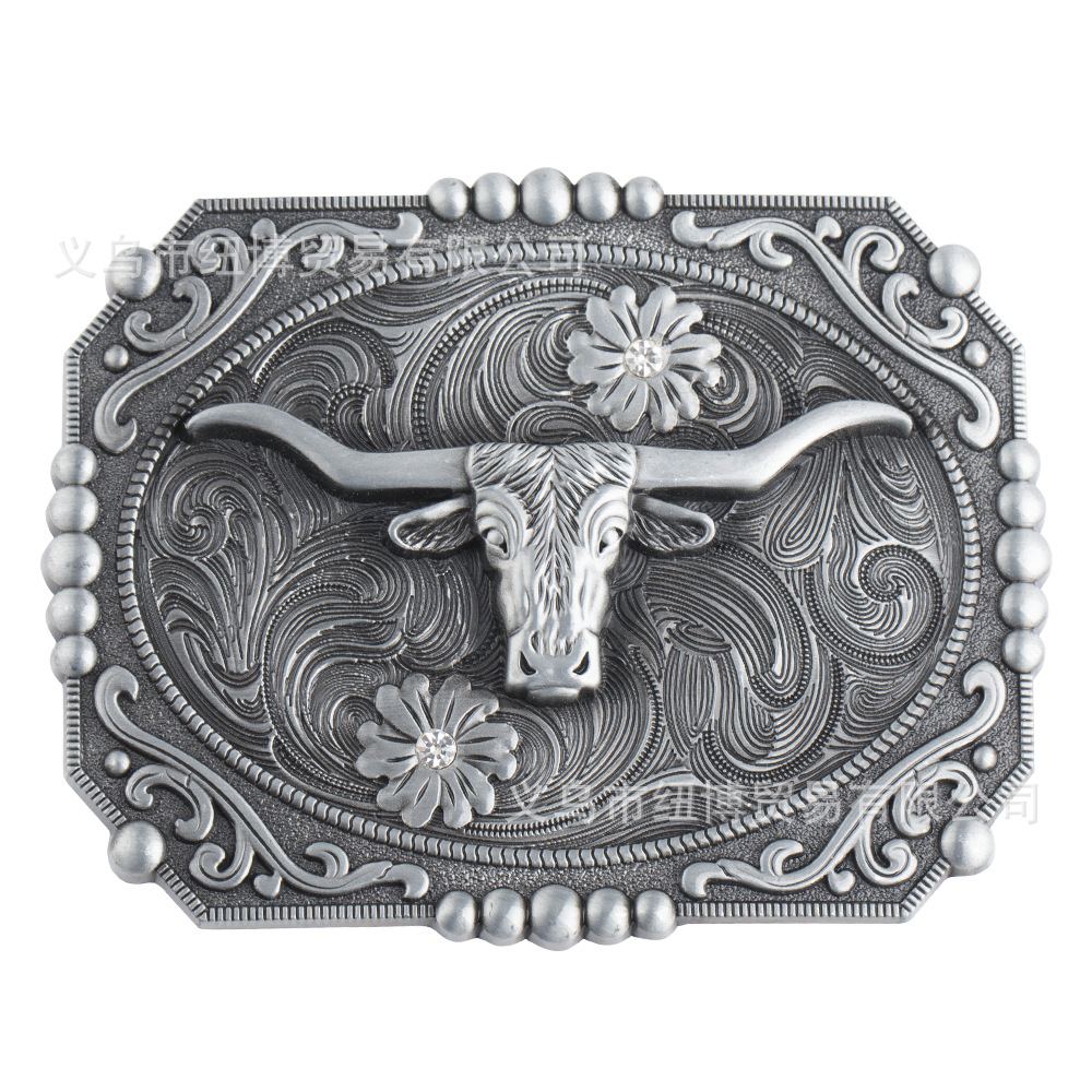 Ceinture à motif de tête de vache occidentale, ceinture de cow-boy, structure