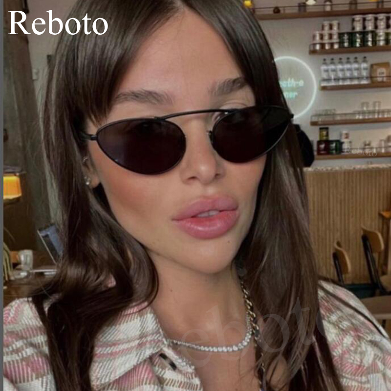 Marque de luxe lunettes de soleil œil de chat femmes 2025 mode Unique petites lunettes de soleil ovales à la mode cadre en métal Cool Triangle lunettes UV400