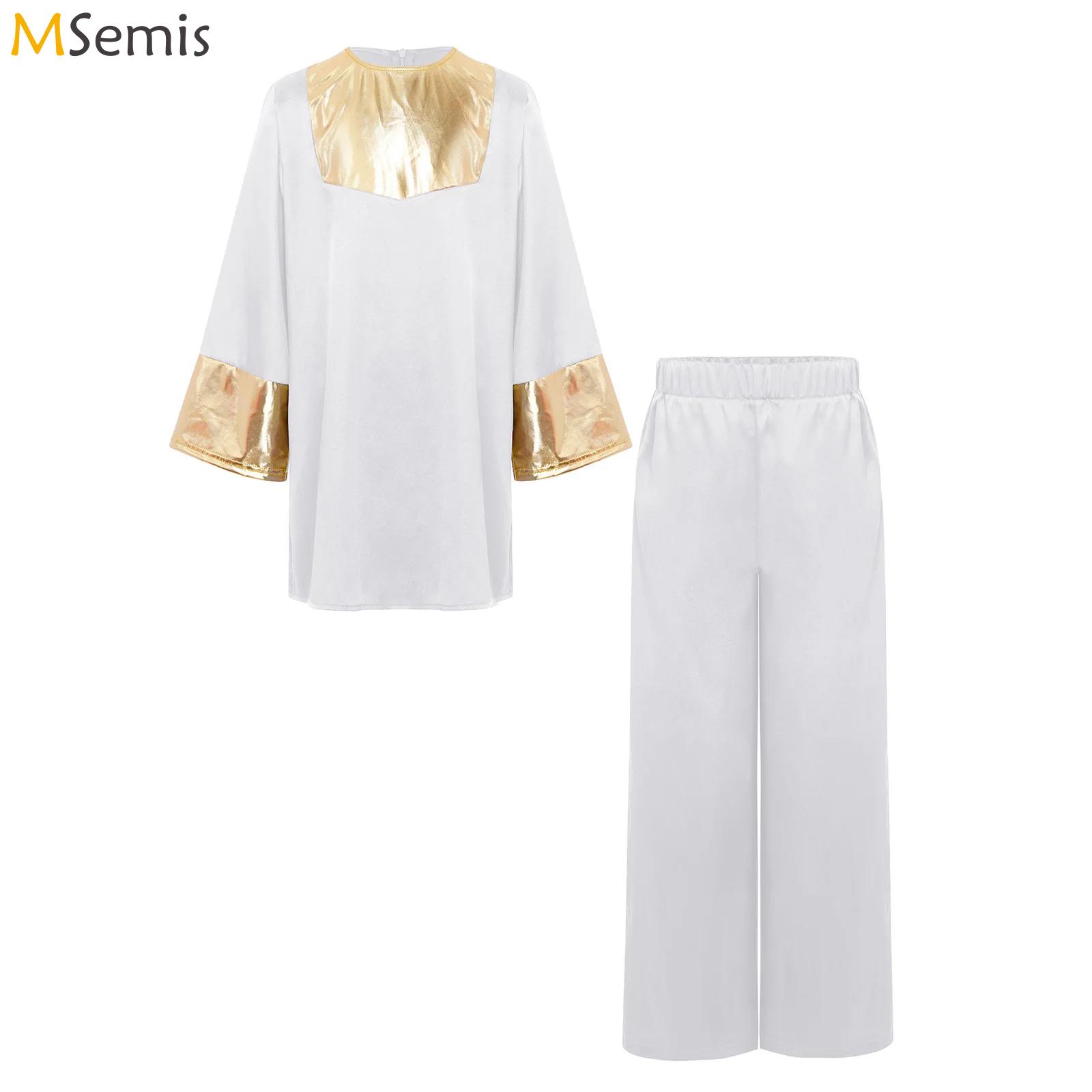 Robe de culte de chorale d'église pour enfants, garçons et filles, avec pantalon, Costume de fête à thème Cosplay d'halloween, Robe de célébrations scolaires de remise de diplôme