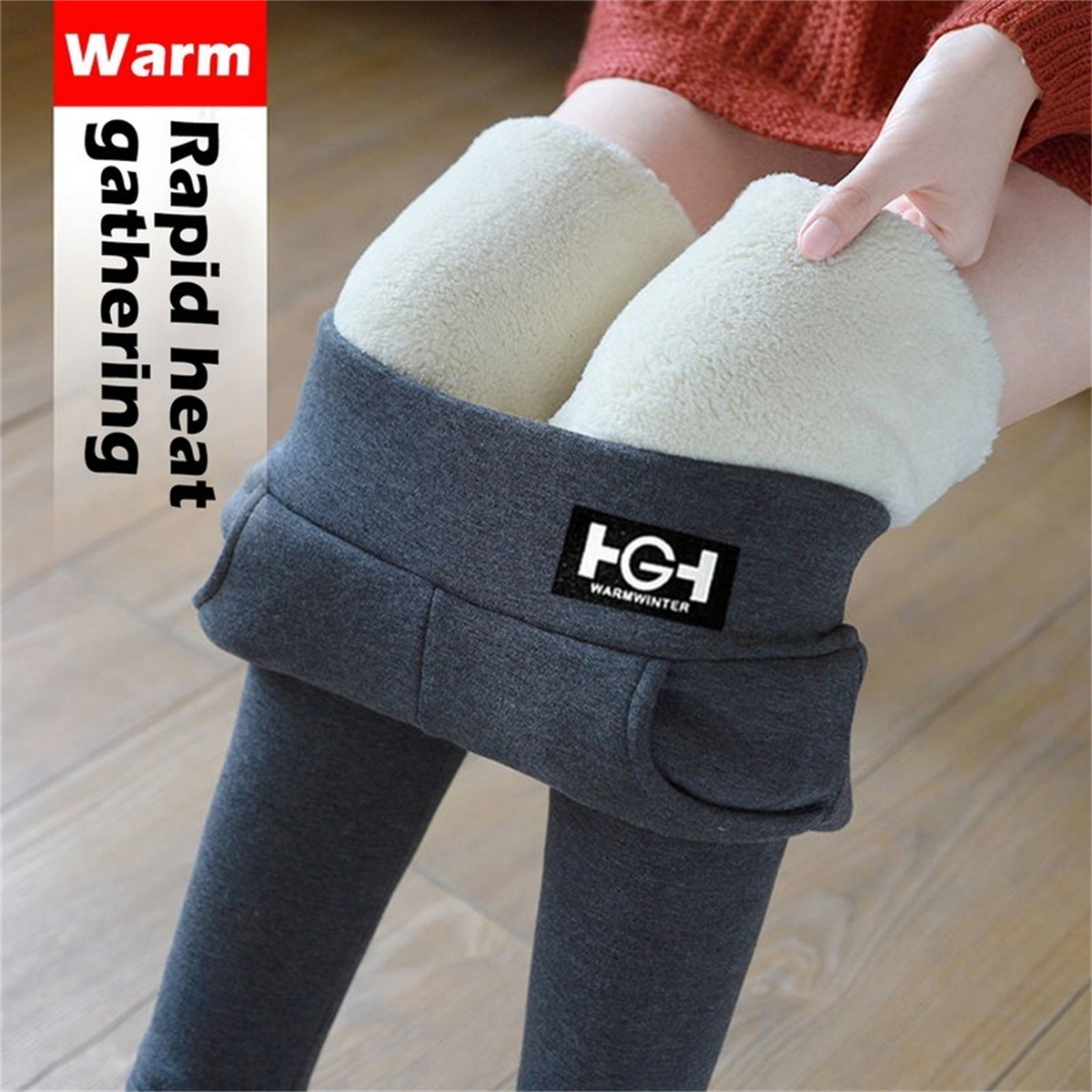 Leggings d'hiver pour femme, chauds et épais en laine d'agneau, taille haute, en polaire, effet push-up, très extensibles, avec poches