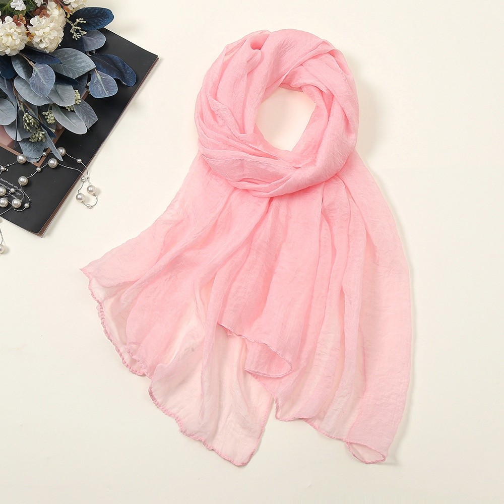 Nouveau châle en mousseline de soie couleur unie, long, protecteur, fin et doux, pour femme, mode féminine