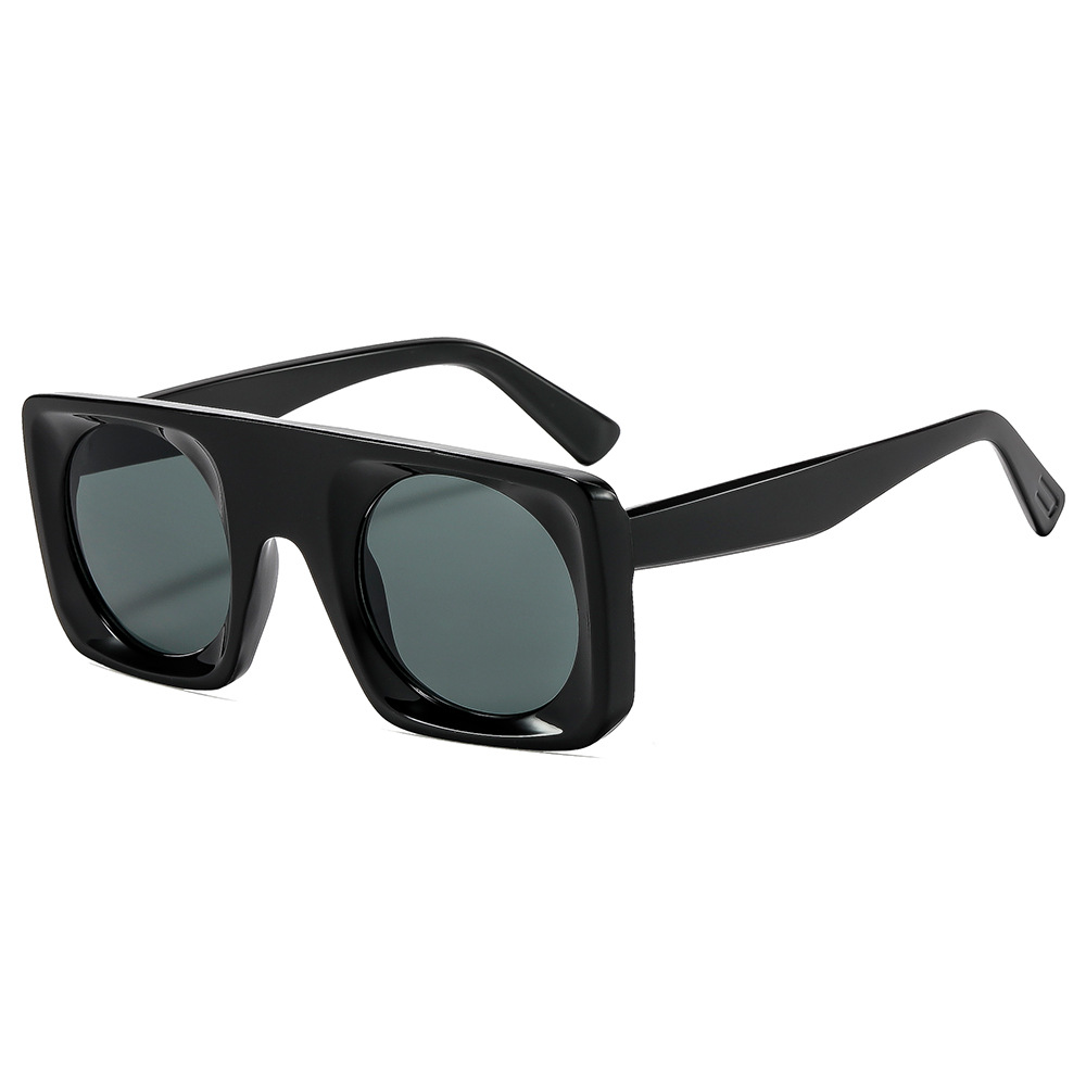 Nouvelles lunettes de soleil carrées 2026 pour hommes et femmes, monture large de créateur, verres ronds intégrés, protection solaire tendance UV400