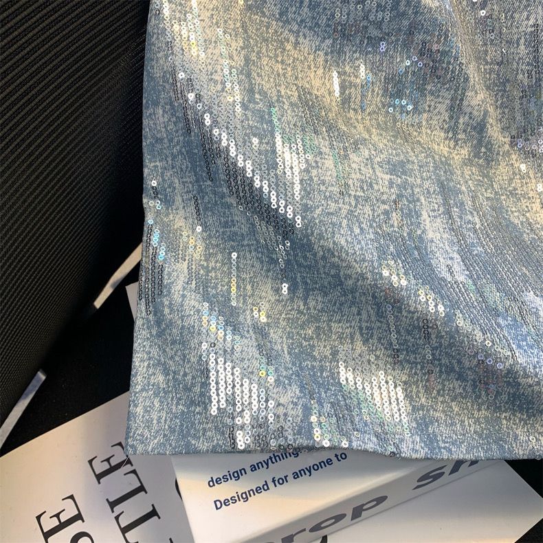 Jupe en jean à paillettes bleues Jupe Femme jupes courtes pour femmes mode coréenne Faldas Mujer Moda printemps été Y2k 2026 décontracté haute