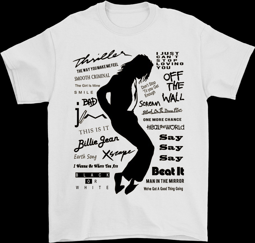 Noir ou blanc - Michael Jackson MJ nouveau t-shirt pour homme unisexe col rond 100% coton manches courtes surdimensionné Y2k tee-shirt tendance populaire