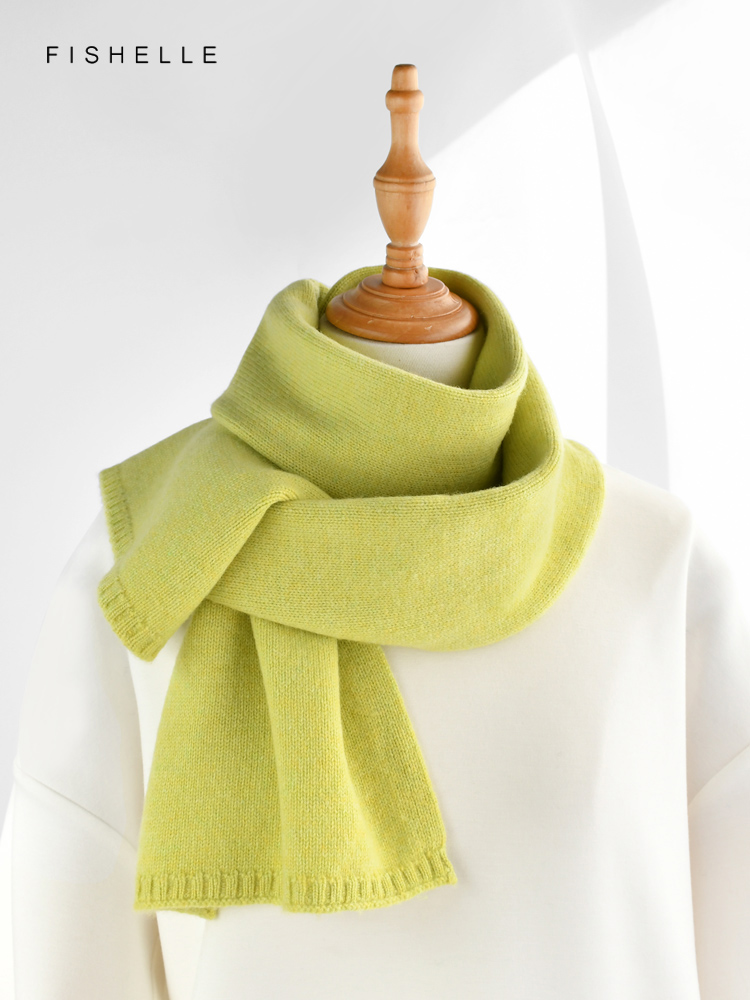 Petite écharpe tricotée en laine verte fraîche pour femmes, écharpes de luxe, monochromatique, chaud, automne, hiver, enfants, adultes, cadeaux de Noël, nouvel an