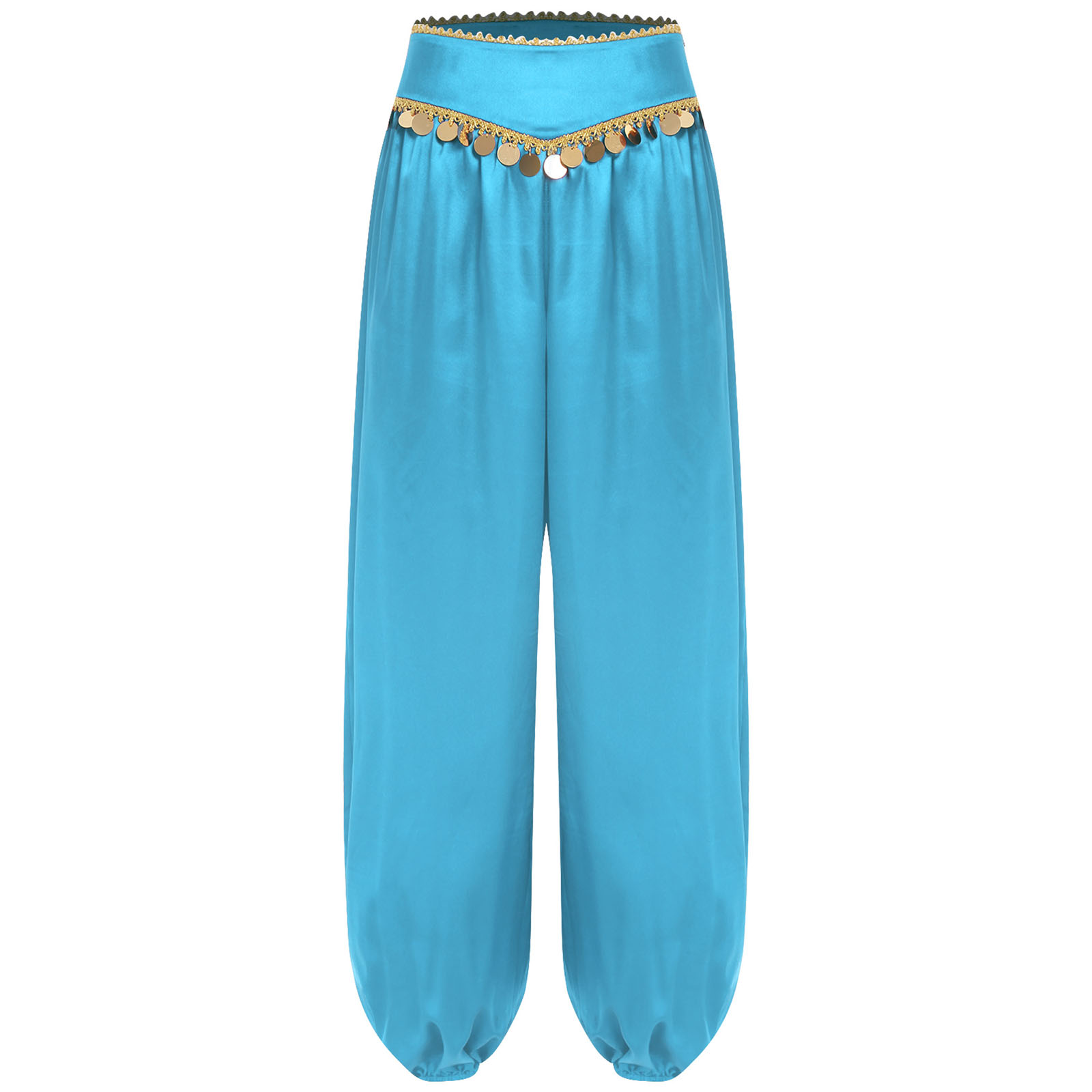 Pantalon de danse orientale indienne pour femmes, style harem, costume de princesse arabe pour cosplay, taille basse, orné de sequins, idéal pour une fête d’Halloween.