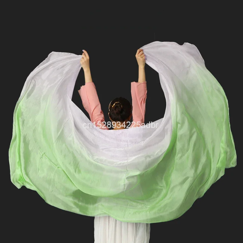 Voiles de danse orientale personnalisés en soie, accessoires de danse en soie, performance scénique, teinture dégradée faite à la main, voile 100% soie véritable rose