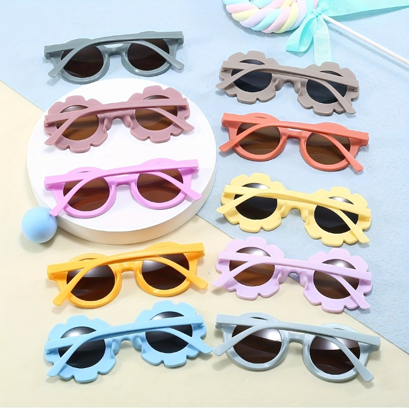 10 paires de lunettes rondes à motif floral pour jeunes adultes, monture en PC durable, idéales pour les fêtes et les défilés de mode