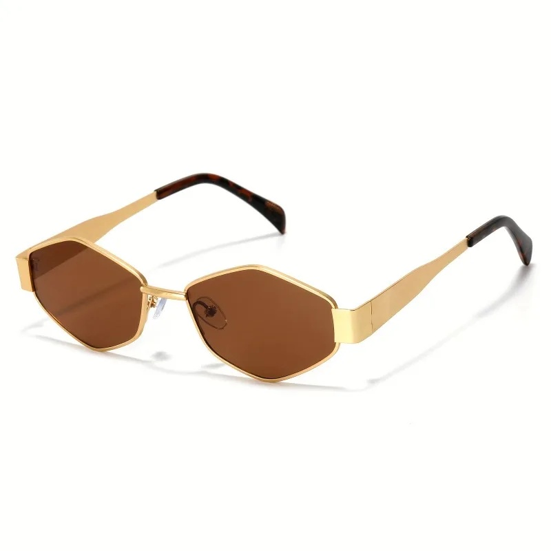 2 paires de lunettes d'été pour femmes, monture dorée rétro, design tendance, combinaison de montures polygonales et rondes