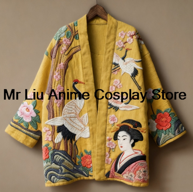 Haori traditionnel japonais pour hommes, haut pour femmes, chemise kimono à imprimé floral de style chinois, cardigan de plage tendance Harajuku, vêtements Yukata