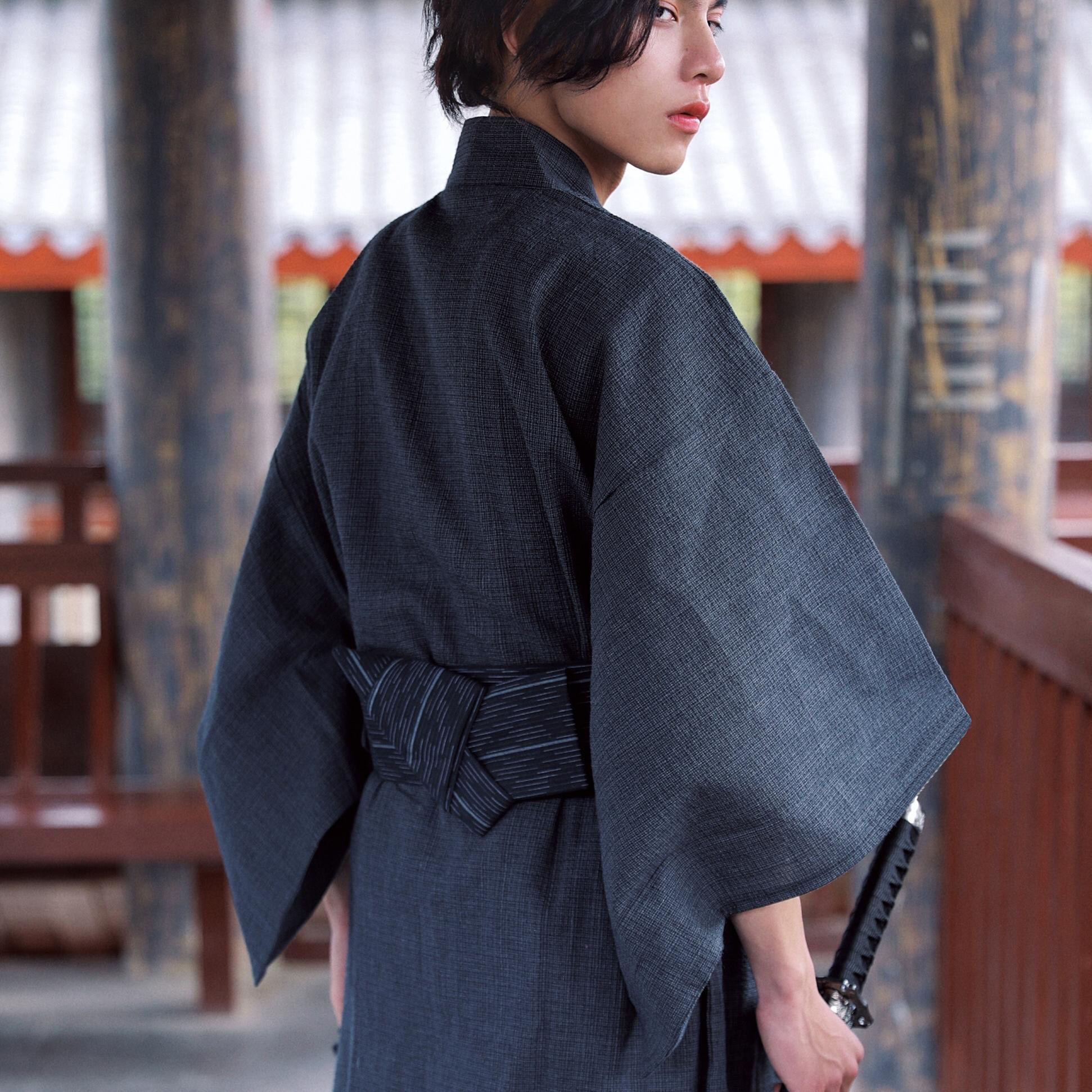 KIMONO – ensemble pyjama traditionnel japonais YUKATA pour hommes, longues Robes d'été avec ceinture, 95% coton, vêtements de nuit, peignoir
