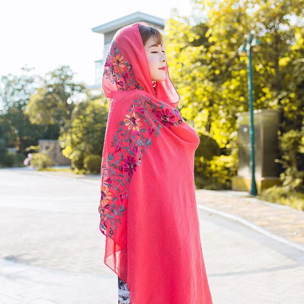 Écharpe de Plage Florale Douce pour Femme, Châle Surdimensionné, Bandana