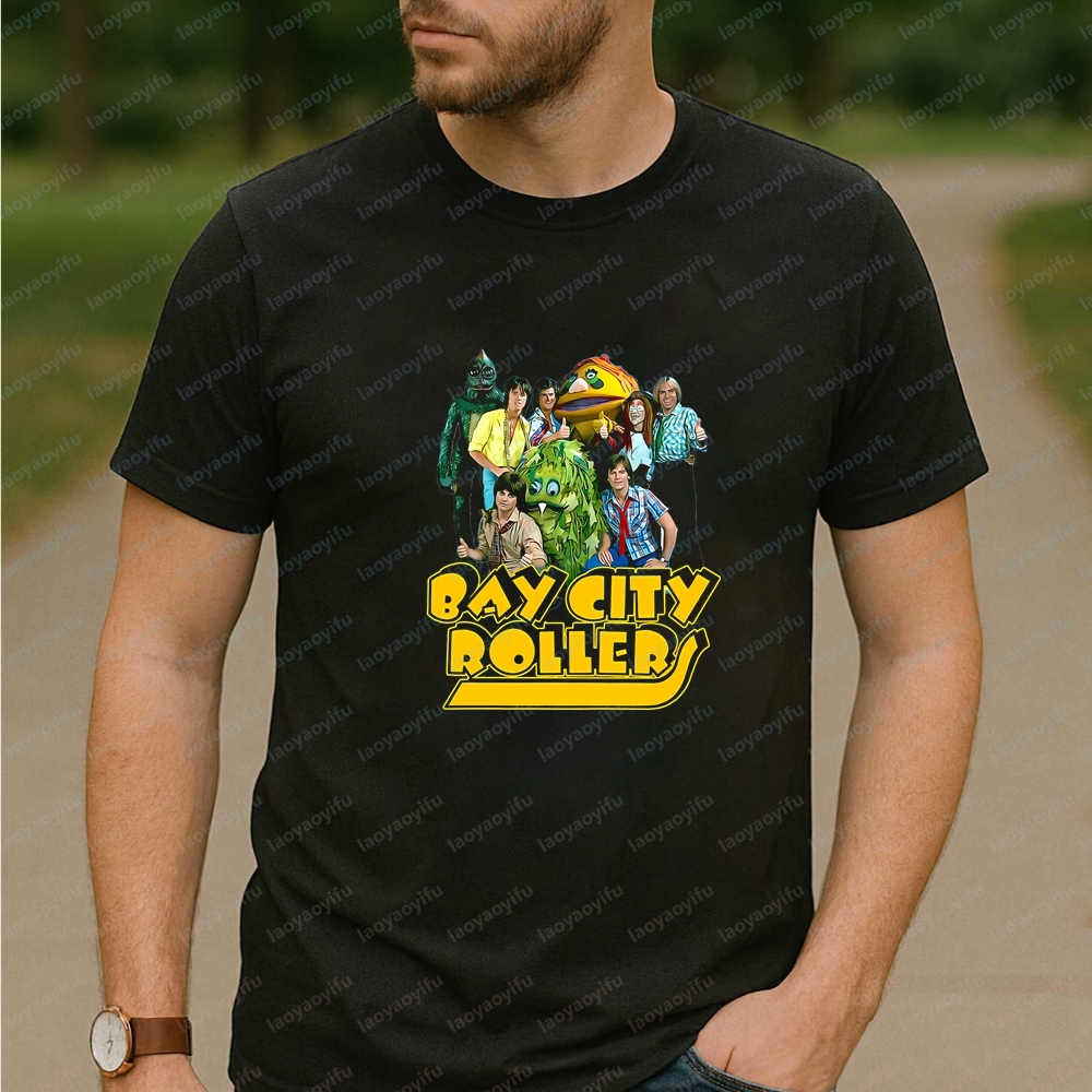 Avis sur la mode masculine de style coréen : Chemises d'été à manches courtes Bay City Rollers pour hommes et femmes - T-shirts confortables
