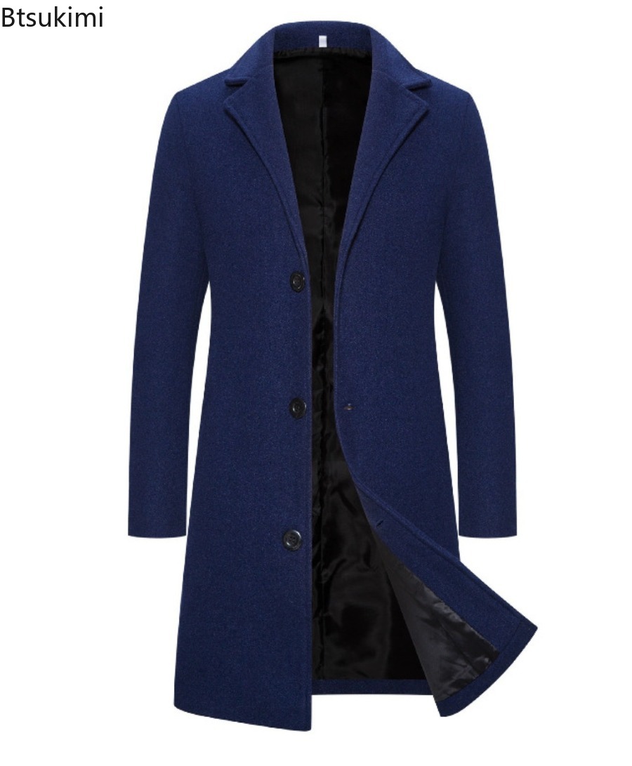 Manteaux en laine pour hommes, mode simple boutonnage, Business décontracté, Slim, coupe-vent, nouveaux vêtements pour hommes, pardessus, automne hiver 2026