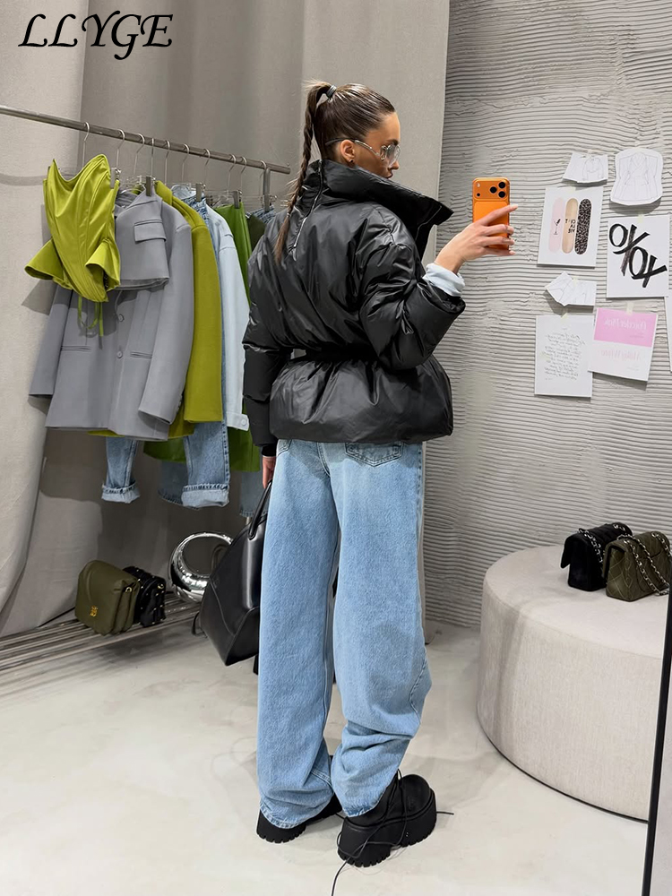 Manteau en coton rembourré à col montant et fermeture éclair, manches longues, taille cintrée, pour femme, style décontracté, automne-hiver 2026, nouvelle veste doudoune pour femme