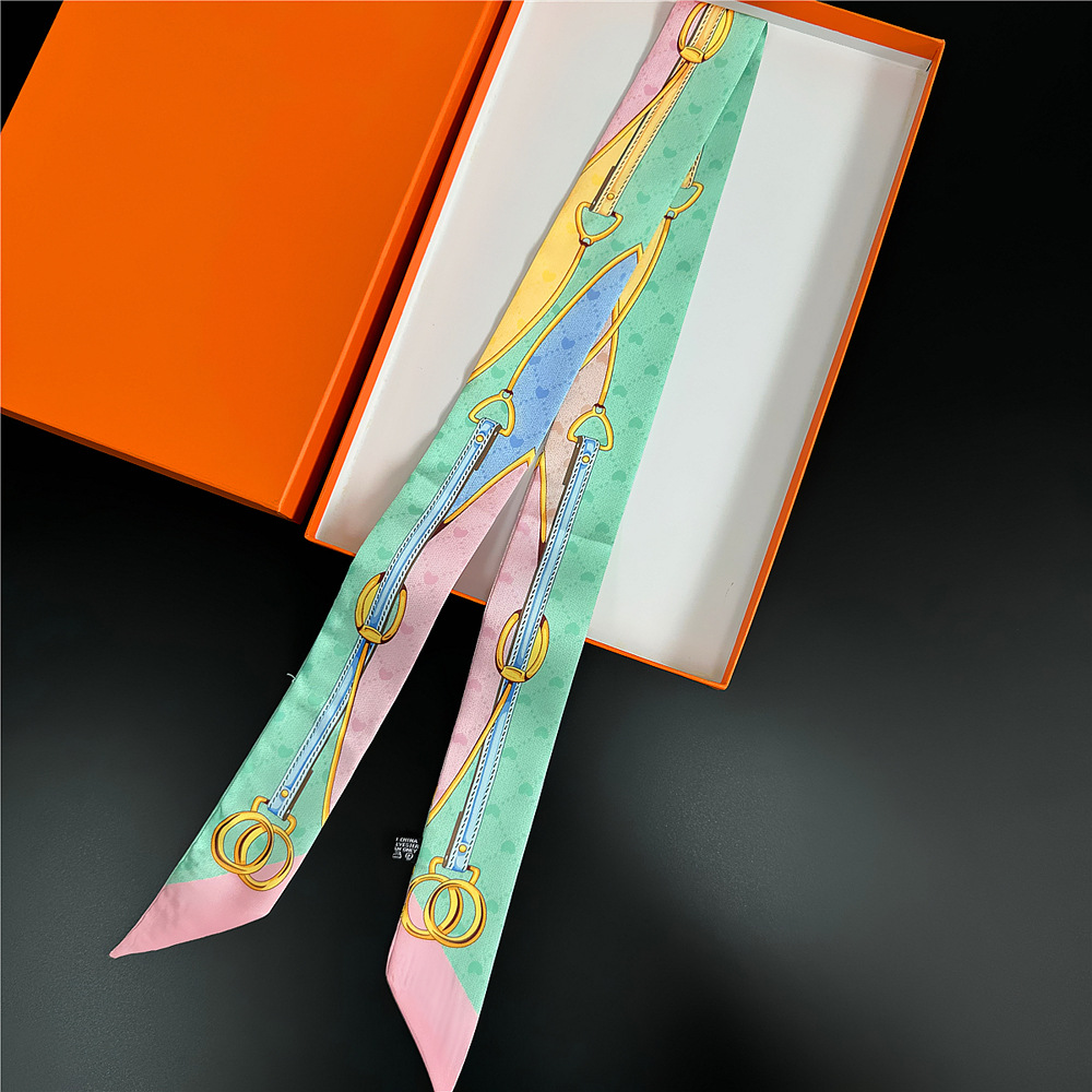 Écharpe décontractée en tissu sergé pour femmes, 118x5cm, en soie, Slim, enveloppement de cou, couleur unie, élégante pour le Shopping quotidien, fête