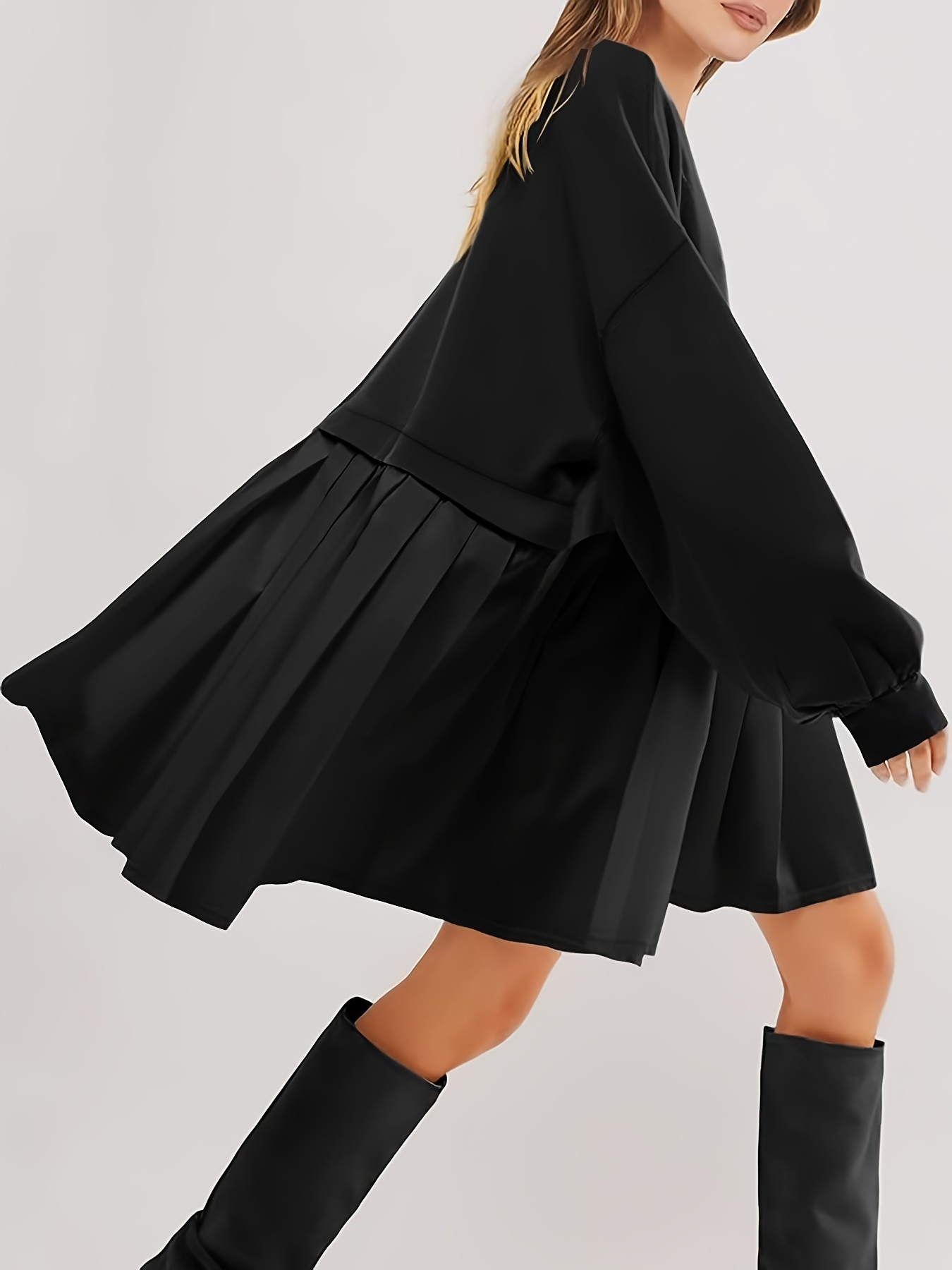 Robe plissée pour femmes grandes tailles, robe confortable et tendance