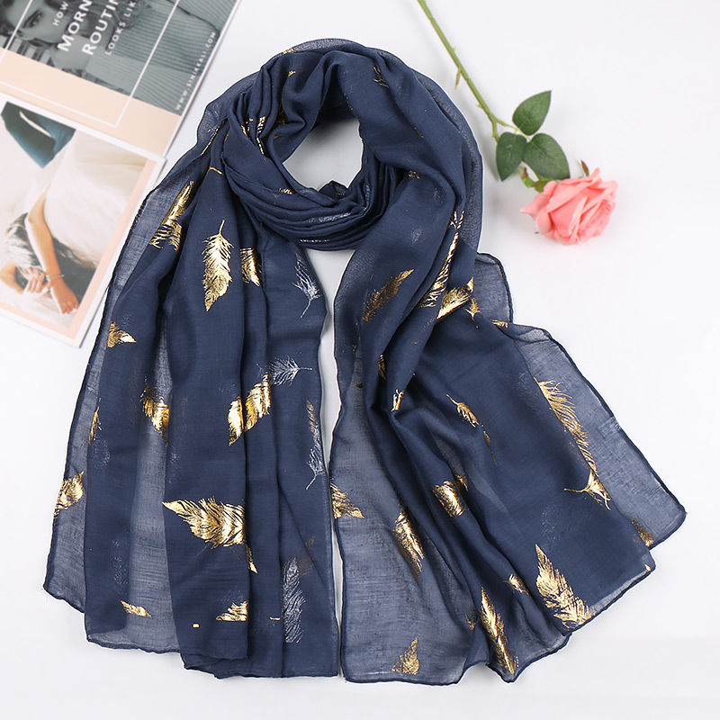 Écharpe à Paillettes Dorées pour Femme Musulmane, Châle en Coton, Viscose, Hijab Scintillant, Mouchoir Inégal, Hiver