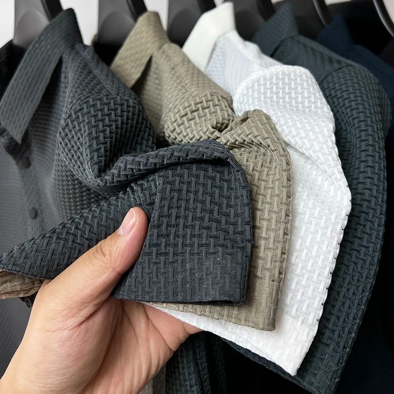 T-Shirt à manches courtes pour hommes, respirant, en soie glacée, à la mode, vêtements de marque, été, ajouré, 2026