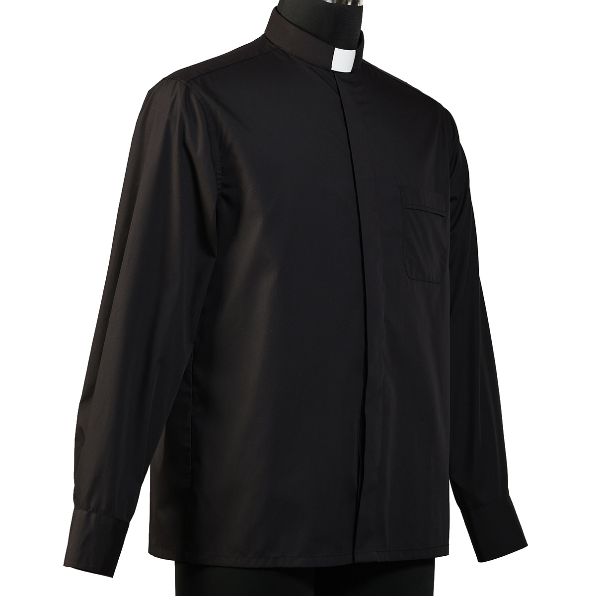 Chemise de prêtre pour hommes, Costume d'église catholique noire, hauts à col avec languette de clergé, chemises de pasteur