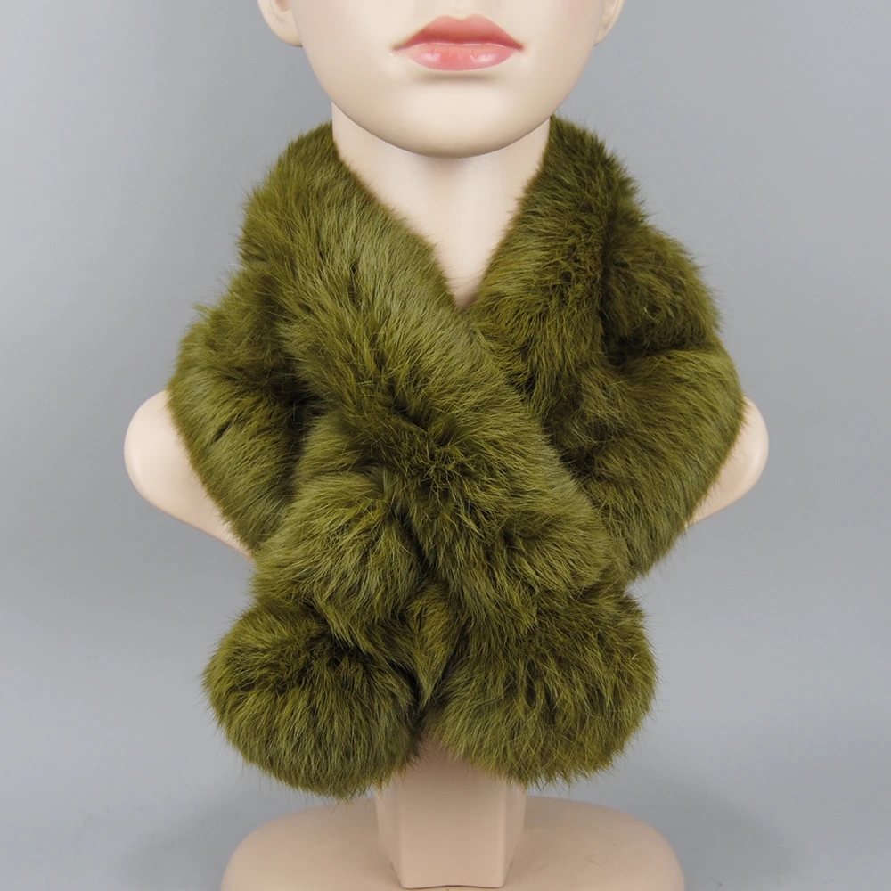 Nouvelle Écharpe Chaude d'Hiver 2026 pour Femme en Véritable Fourrure de Lapin avec Pompon, Épaisse et Décontractée, Foulard Tendance en Fourrure Authentique pour Dames, Cache-Cou