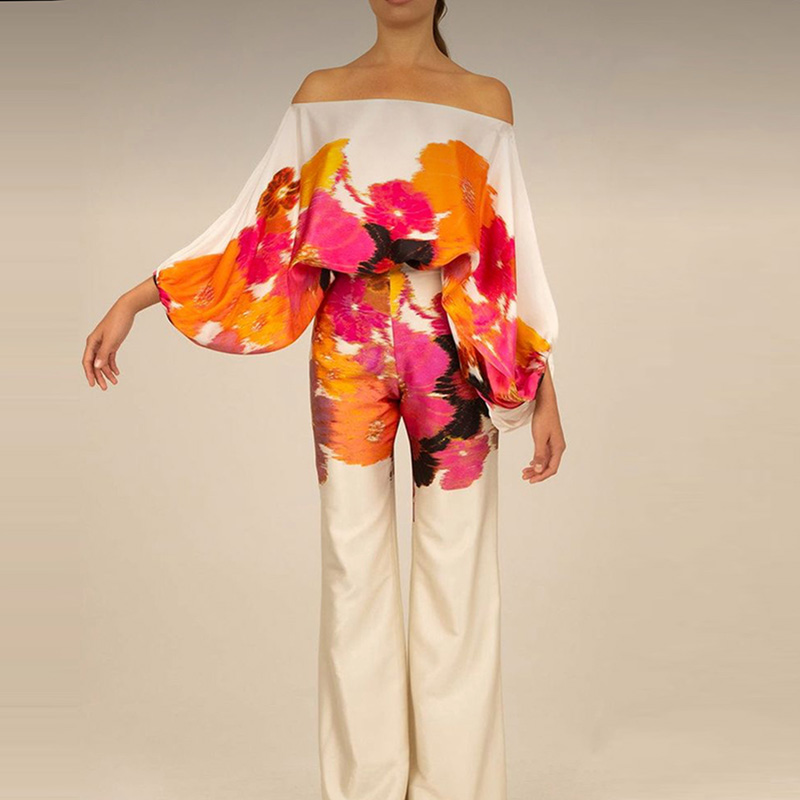 Ensemble 2 Pièces Décontracté en Satin pour Femme, Pantalon Long, Imprimé, Printemps 2023