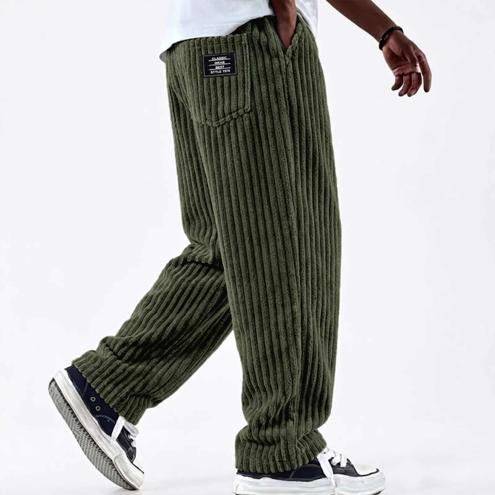 Pantalon décontracté côtelé de couleur unie pour hommes, nouvelle mode, confortable, ample, polyvalent, tendance, minimaliste, streetwear de haute qualité