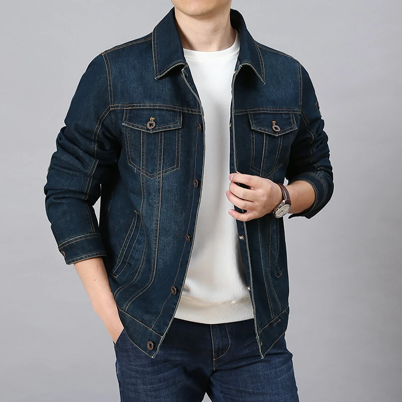Veste en jean décontractée pour hommes, manteau en jean de style printemps et automne, veste en jean légère, veste en jean rétro multi-sacs pour hommes