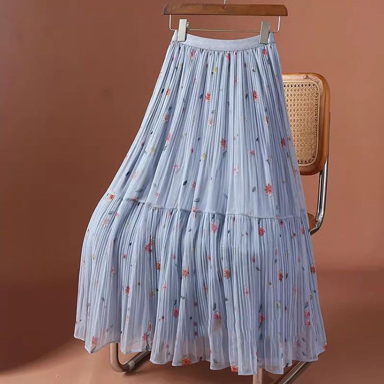 Vintage imprimé fleuri une ligne rose jupes femmes 2025 Casaul mode coréenne Y2k vêtements taille haute Harajuku jupe longue plissée