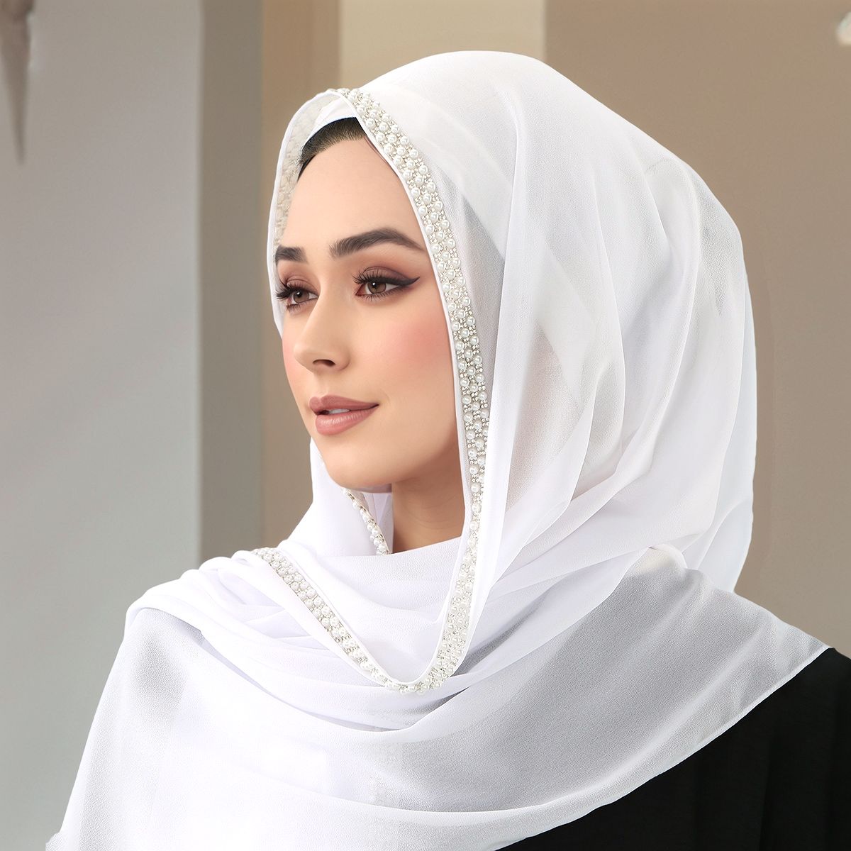 Nouveau femmes musulmanes Hijab châle en mousseline de soie perle Jersey Hijab écharpe plaine doux bandeau mode Long silencieux Islam Turban 180*70 cm
