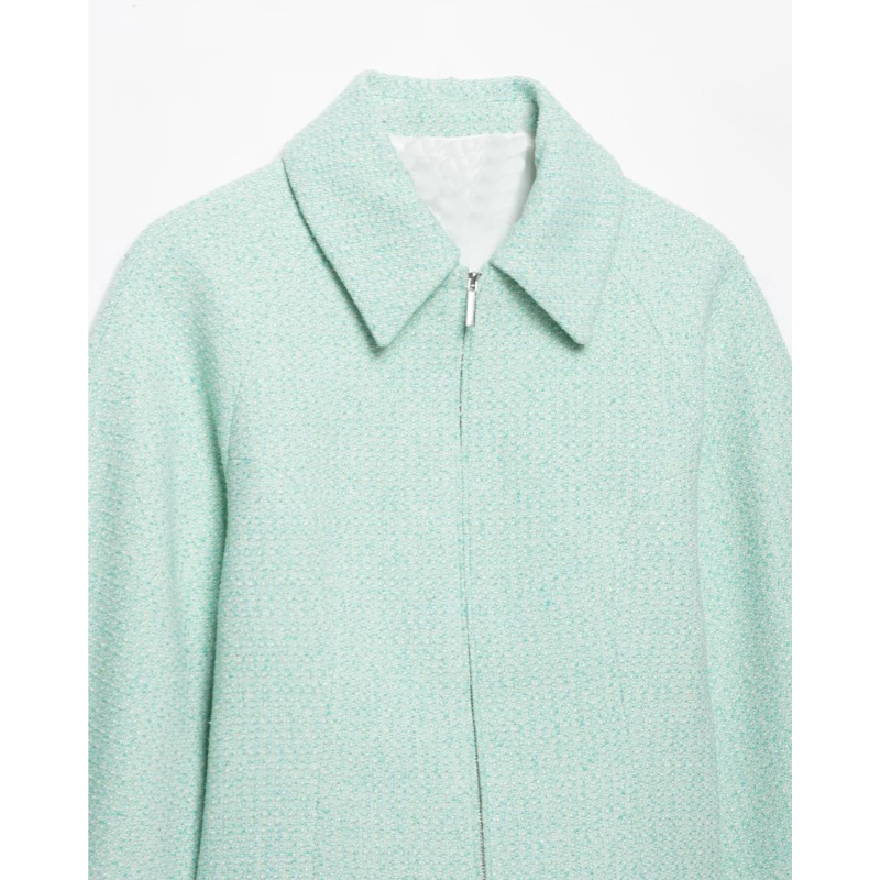 Veste texturée pour femme HipSeam avec fermeture éclair, nouvelle collection automne 2026, col rabattu, manches longues, manteau simple pour femme.
